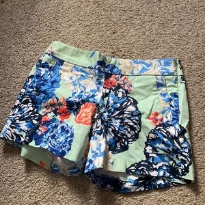 J. Crew Mint Green Floral Chino Shorts